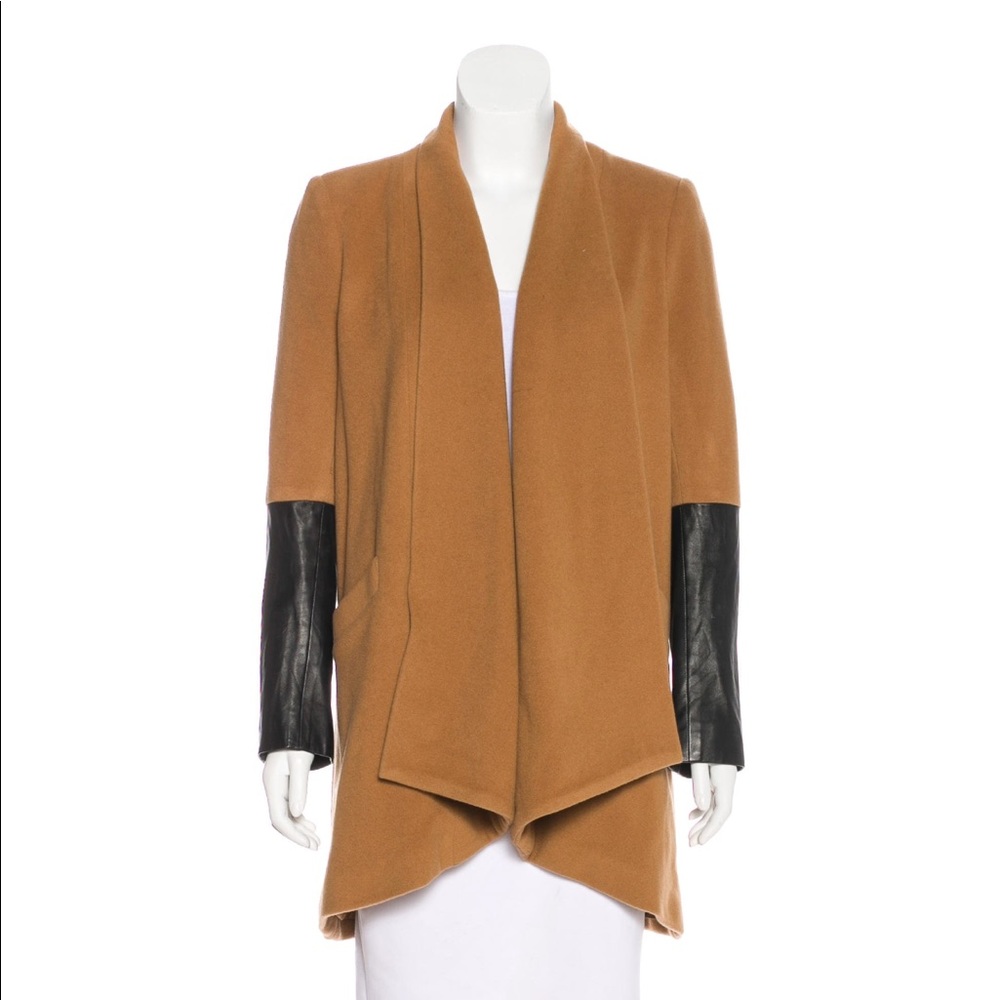 ❌SOLD❌Michelle Mason Camel Black Leather Coat 0
